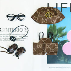 Labubu's clothes cc Denim overalls and some accessories 17cm Doll clothes