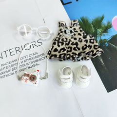 Labubu's clothes cc leopard print skirt and some accessories 17cm Doll clothes