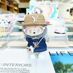 Labubu's clothes Straw hat Overalls and some accessories 17cm Doll clothes