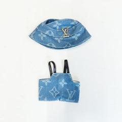 Labubu's clothes lv Printed Overalls and some accessories 17cm Doll clothes