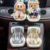 Labubu toy safety seat, air conditioning vent, cute car ornament pendant, car decoration safety seat
