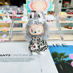 Labubu's clothes cc leopard print skirt and some accessories 17cm Doll clothes