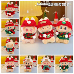 Labubu baby clothes vinyl doll labubu christmas sweater hat set plush doll pendant gift