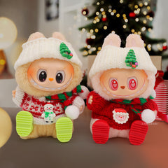Labubu baby clothes vinyl doll labubu christmas sweater hat set plush doll pendant gift
