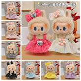 17cm labubu doll clothes fashionable little sweet fragrance dress with bowknot set sweet doll dress replacement clothes