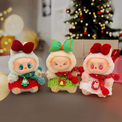 Labubu baby clothes vinyl doll labubu christmas sweater hat set plush doll pendant gift