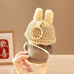 New baby clothes 17cm labubu sweater hat satchel crochet set creative vinyl labubu doll accessories