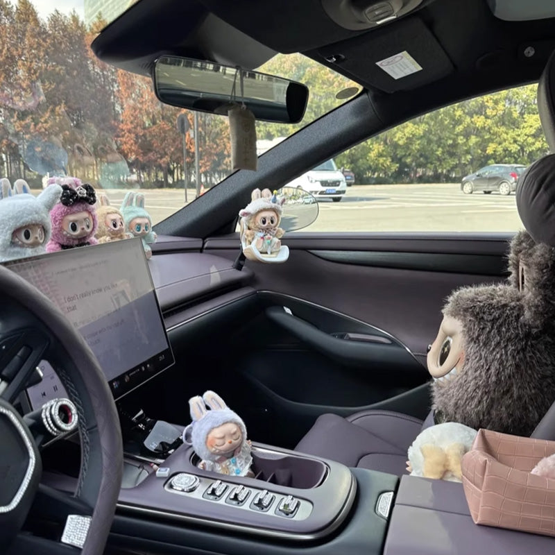 Labubu toy safety seat, air conditioning vent, cute car ornament pendant, car decoration safety seat