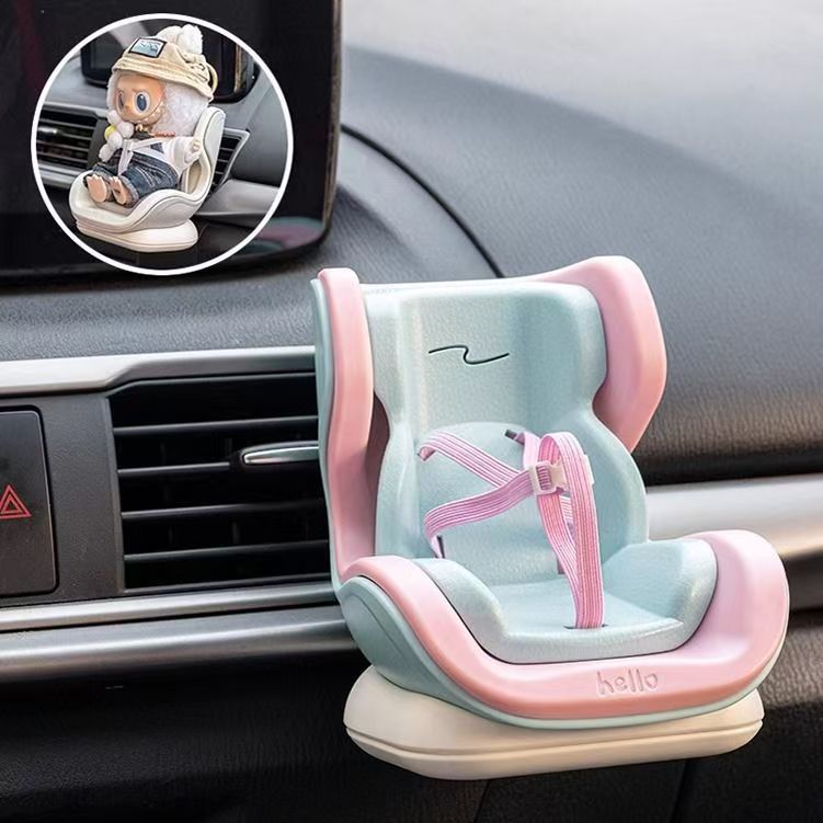 Labubu toy safety seat, air conditioning vent, cute car ornament pendant, car decoration safety seat