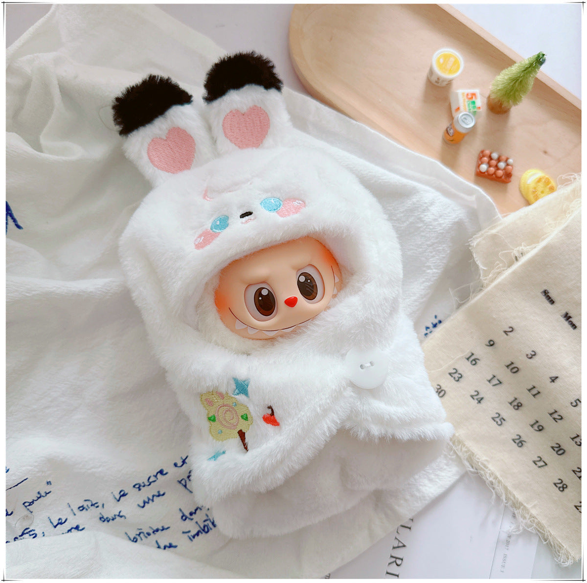 One, two and three generations labubu17cm Labubu clothes 10cm cotton doll cartoon cute plush onesie