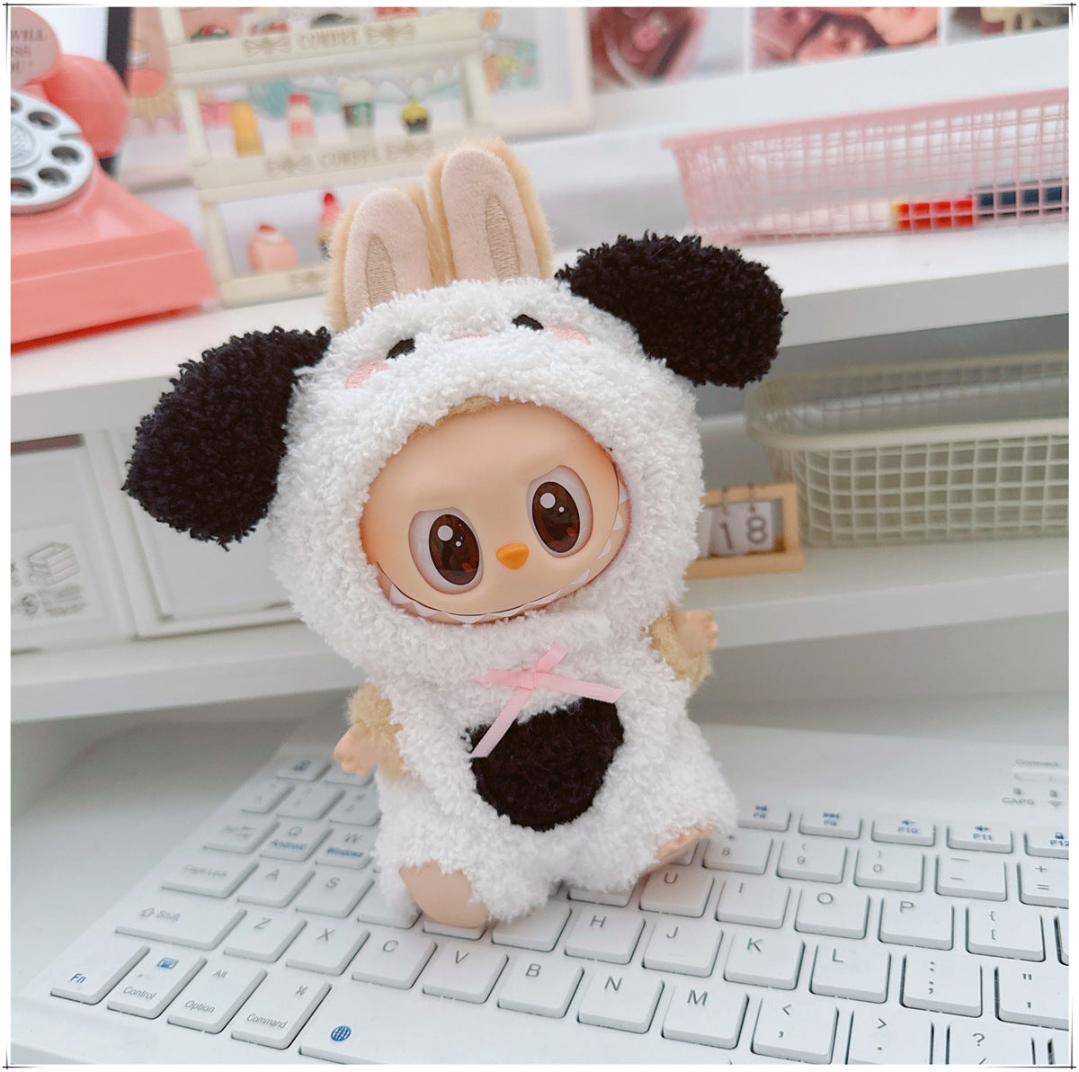 One, two and three generations labubu17cm Labubu clothes 10cm cotton doll cartoon cute plush onesie