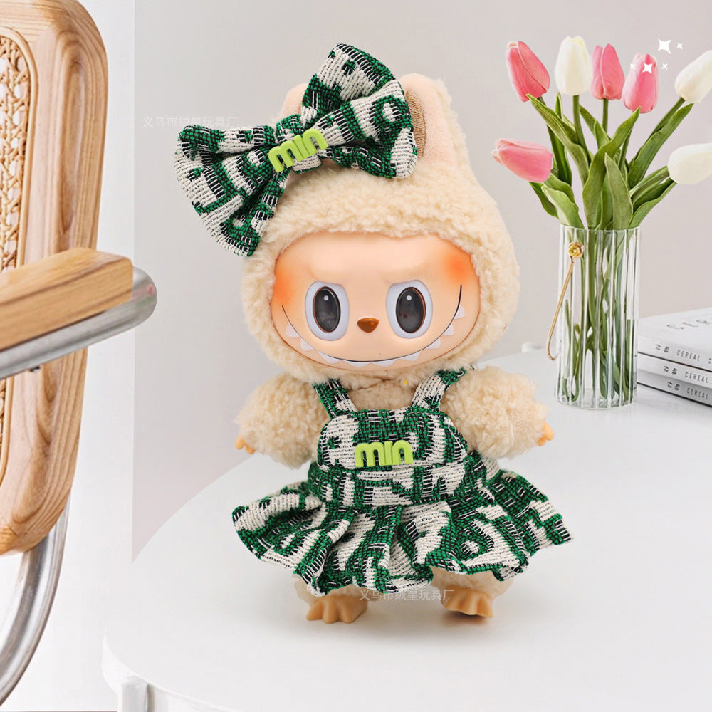 Spot first and second generation labubu Labubu baby clothes, Xiaoxiangfeng princess skirt, overalls, hats, dolls, big-name sets
