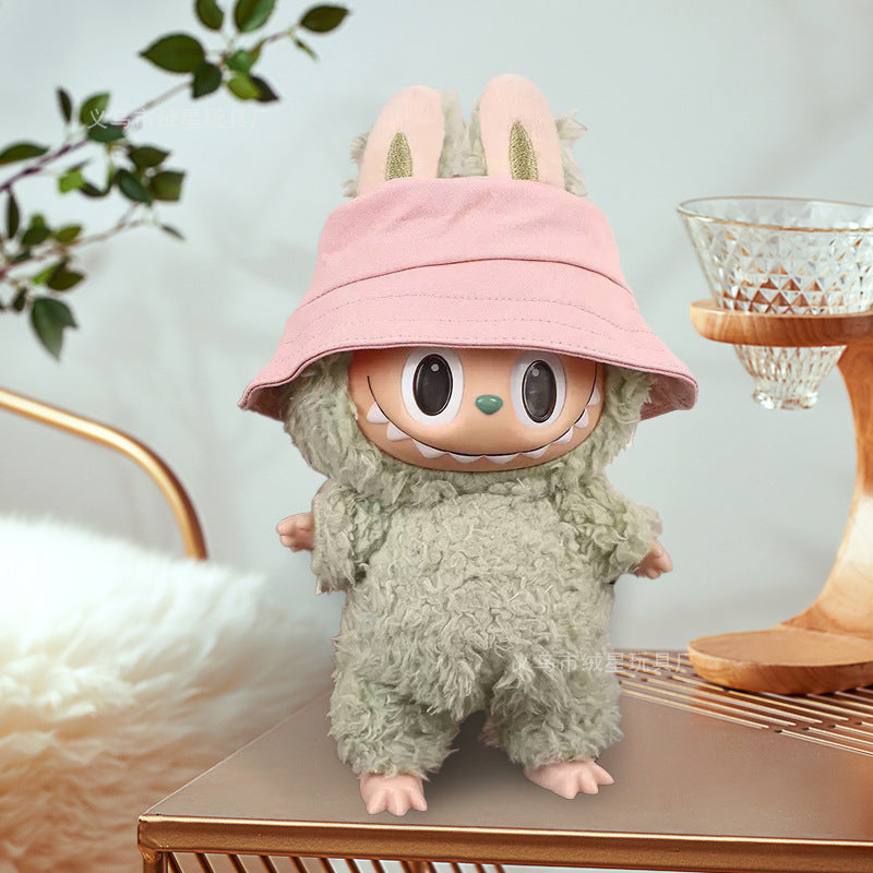 Labubu clothes bucket hat doll overalls hat two-piece set doll doll clothes accessories change