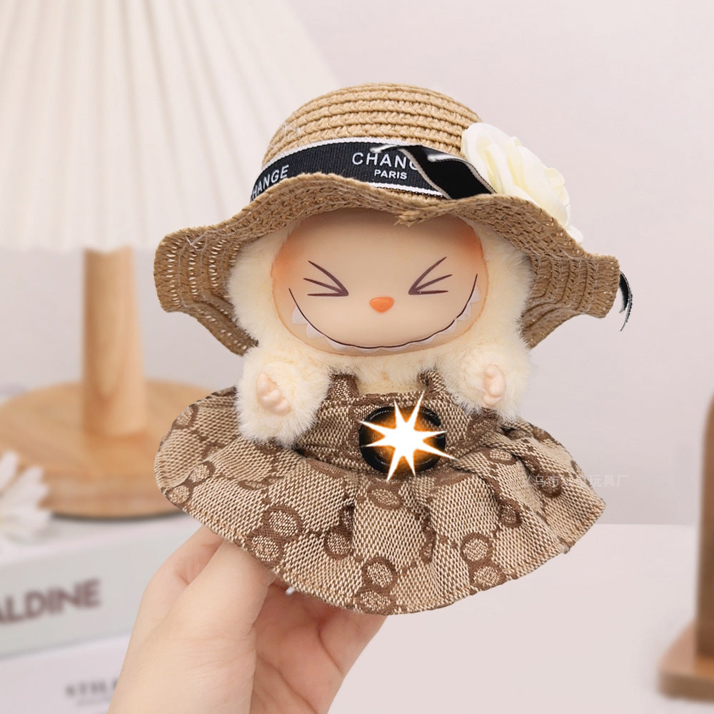 Spot first and second generation labubu Labubu baby clothes, Xiaoxiangfeng princess skirt, overalls, hats, dolls, big-name sets