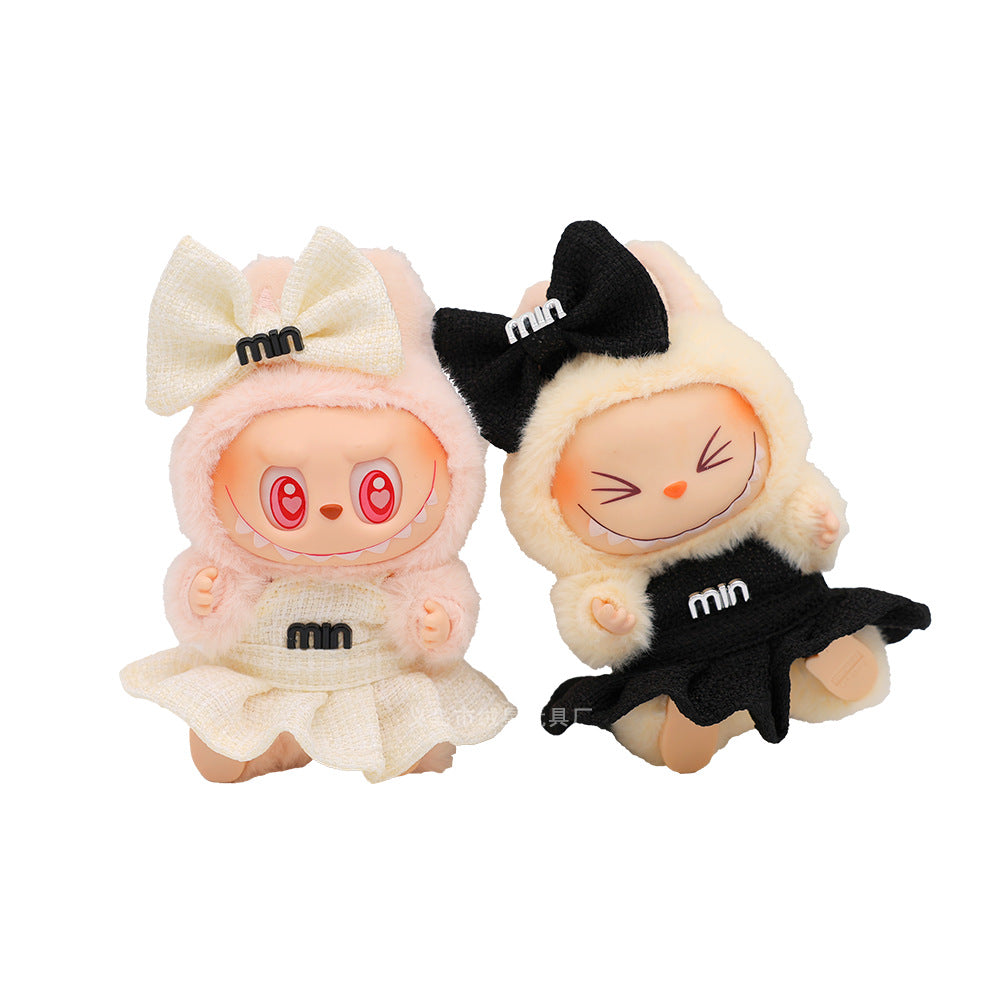 Spot first and second generation labubu Labubu baby clothes, Xiaoxiangfeng princess skirt, overalls, hats, dolls, big-name sets