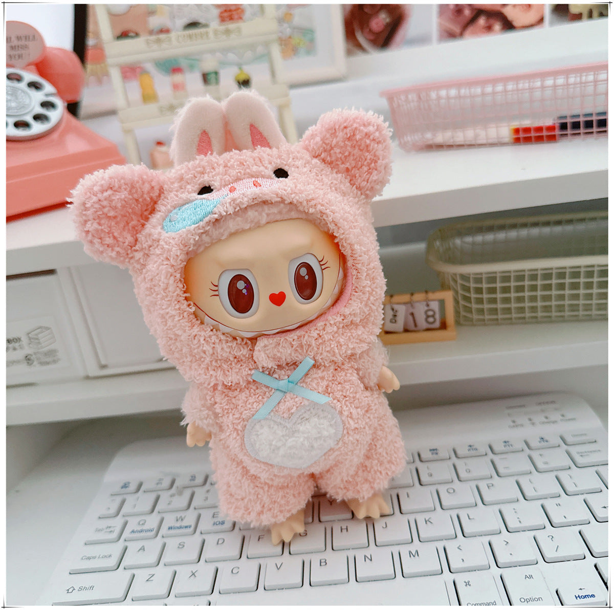 One, two and three generations labubu17cm Labubu clothes 10cm cotton doll cartoon cute plush onesie
