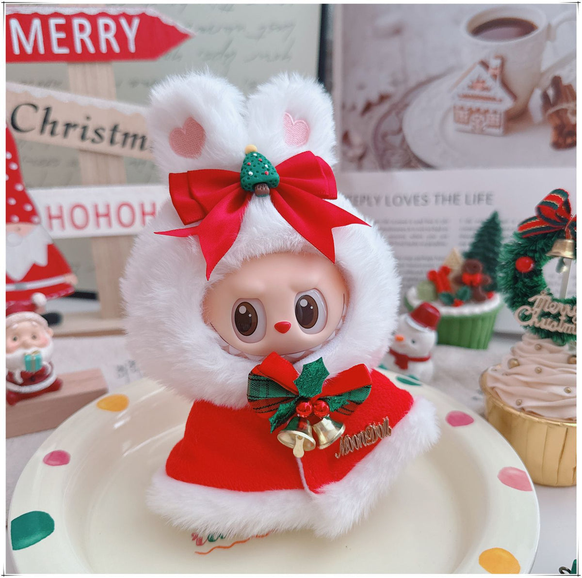 One, two and three generations labubu17cm Labubu clothes 10cm cotton doll cartoon cute plush onesie