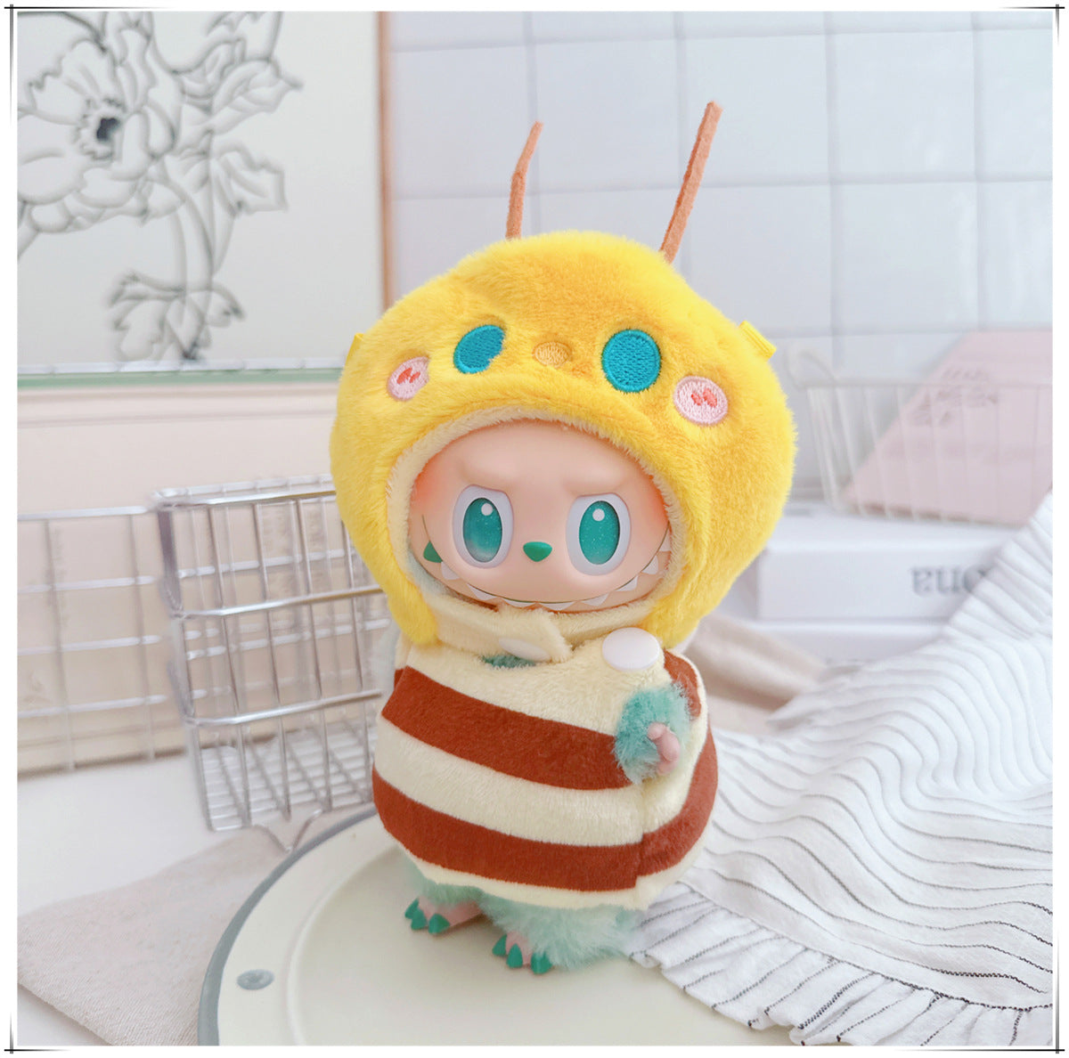 One, two and three generations labubu17cm Labubu clothes 10cm cotton doll cartoon cute plush onesie