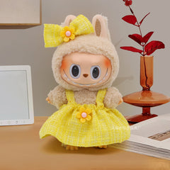 17cm labubu doll clothes fashionable little sweet fragrance dress with bowknot set sweet doll dress replacement clothes