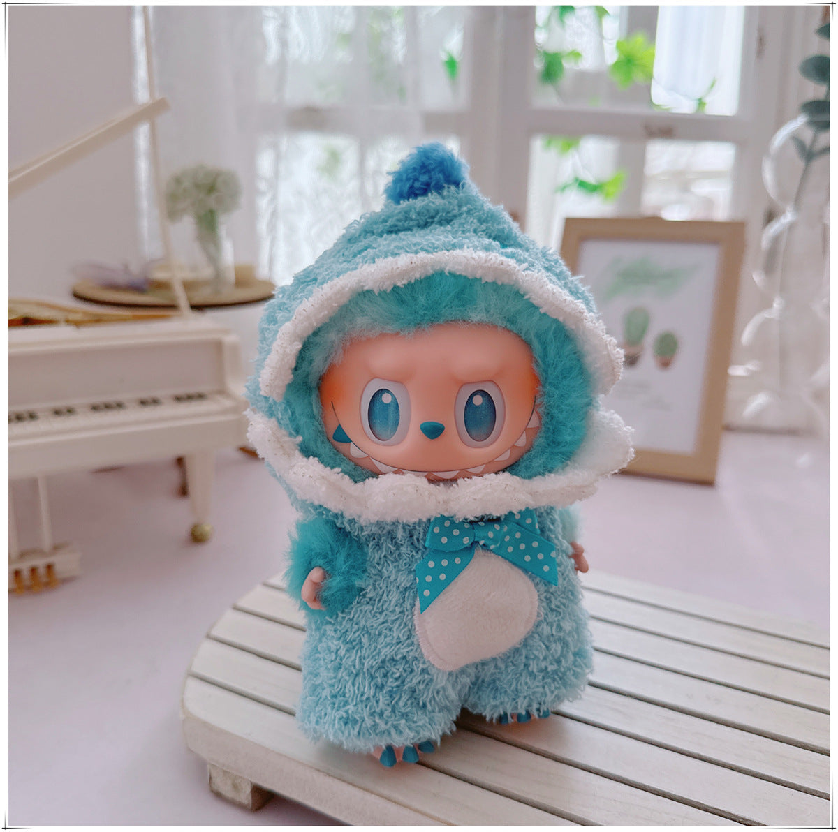 One, two and three generations labubu17cm Labubu clothes 10cm cotton doll cartoon cute plush onesie
