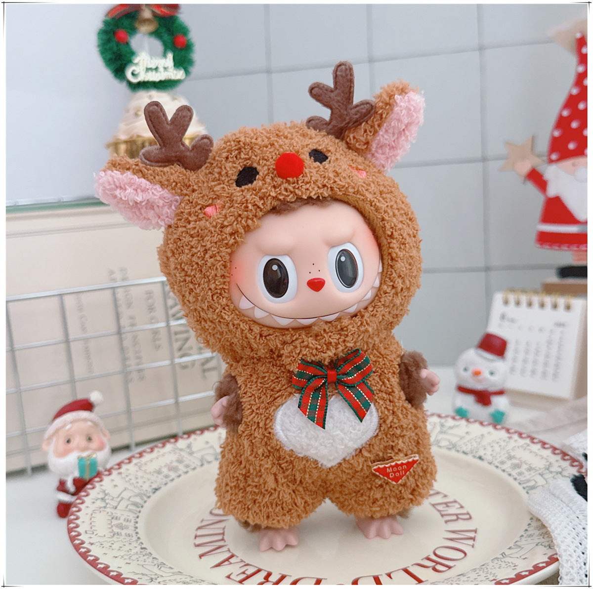 One, two and three generations labubu17cm Labubu clothes 10cm cotton doll cartoon cute plush onesie