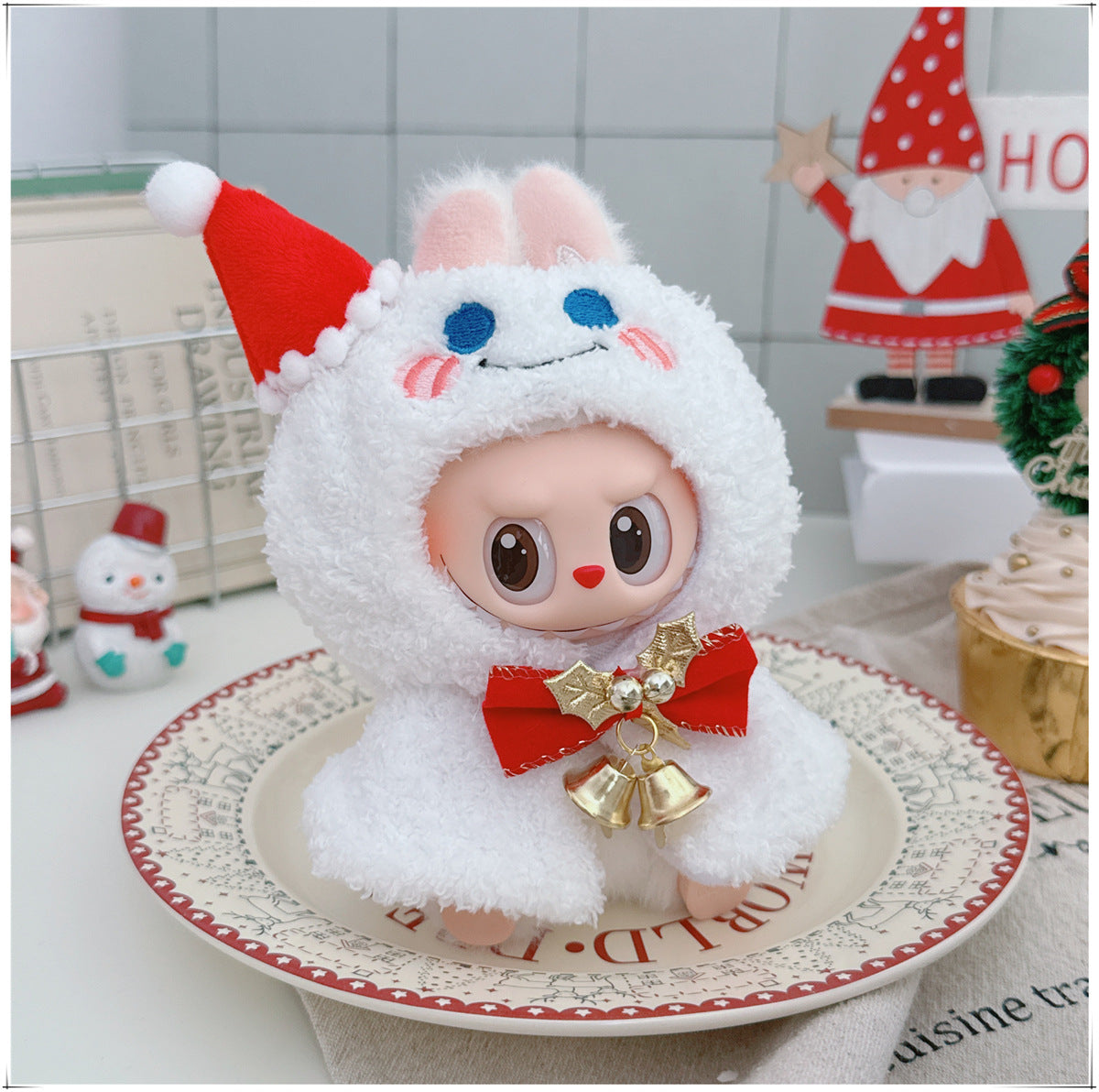 One, two and three generations labubu17cm Labubu clothes 10cm cotton doll cartoon cute plush onesie