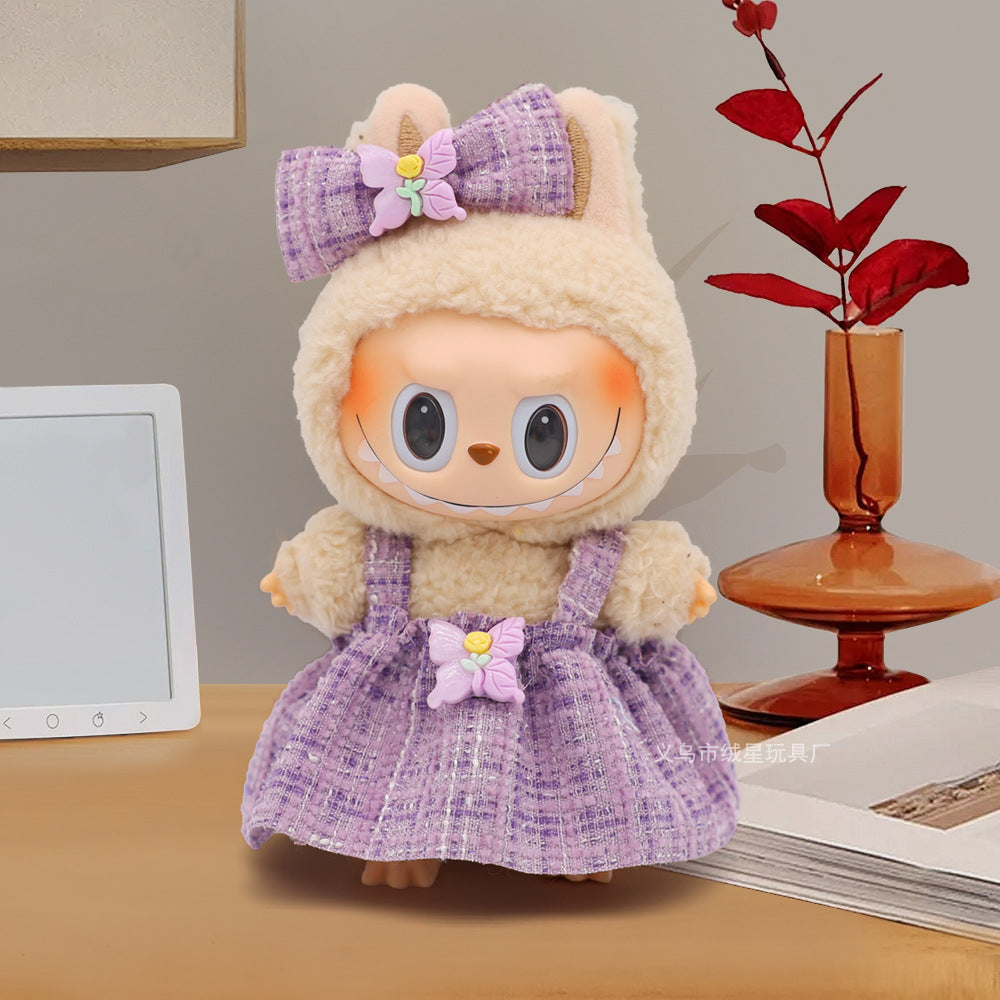17cm labubu doll clothes fashionable little sweet fragrance dress with bowknot set sweet doll dress replacement clothes
