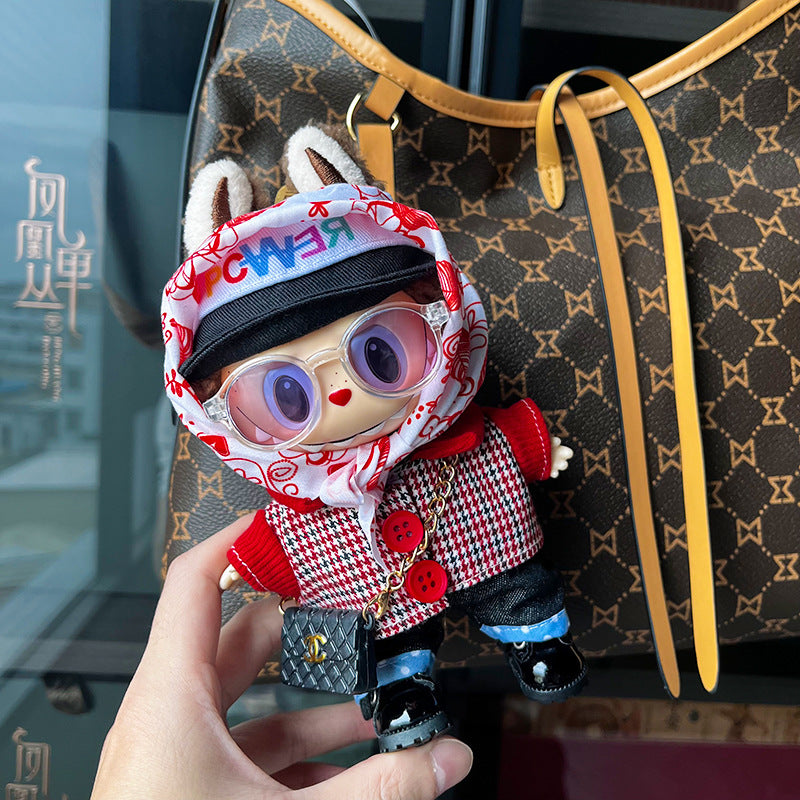Only clothes are suitable for 17cm Labubu baby clothes, first and second generations labubu blind box pendant, clothes change set.