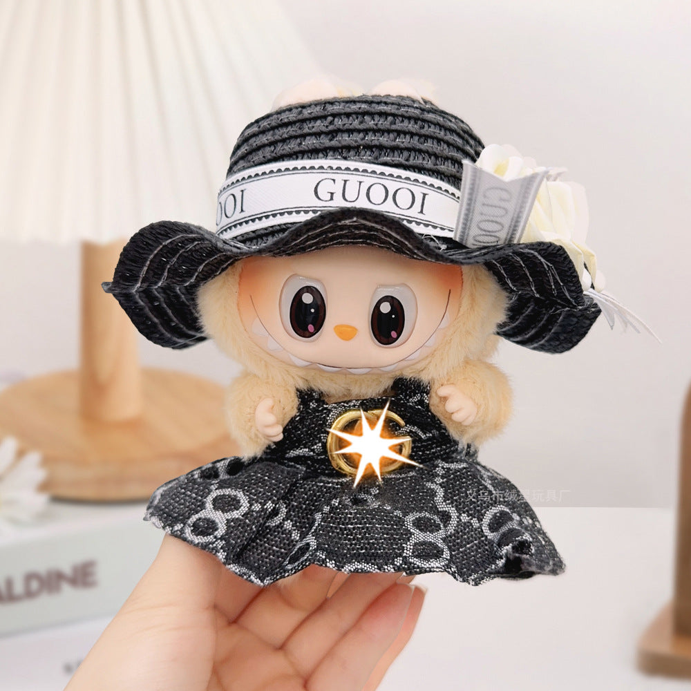 Spot first and second generation labubu Labubu baby clothes, Xiaoxiangfeng princess skirt, overalls, hats, dolls, big-name sets