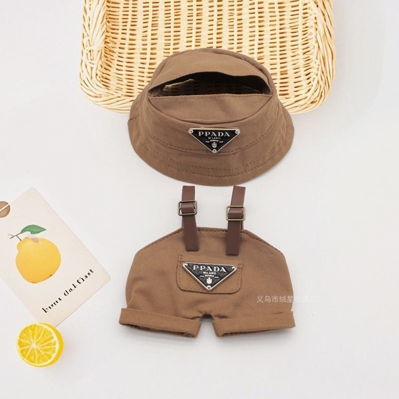 Labubu clothes bucket hat doll overalls hat two-piece set doll doll clothes accessories change