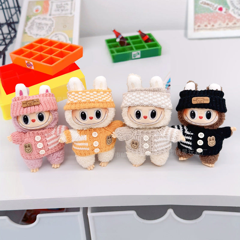 New knitted sweater hat two-piece set rabub doll clothes creative wear DIY doll accessories