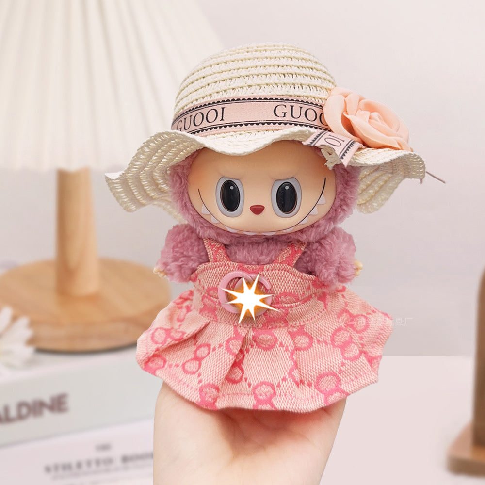 Spot first and second generation labubu Labubu baby clothes, Xiaoxiangfeng princess skirt, overalls, hats, dolls, big-name sets