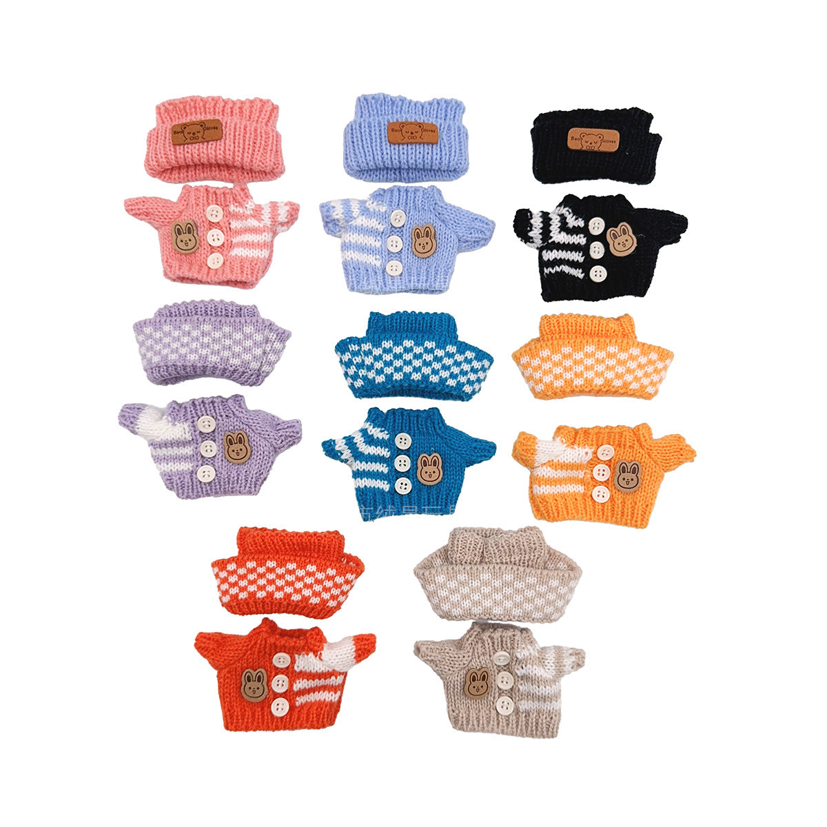 New knitted sweater hat two-piece set rabub doll clothes creative wear DIY doll accessories
