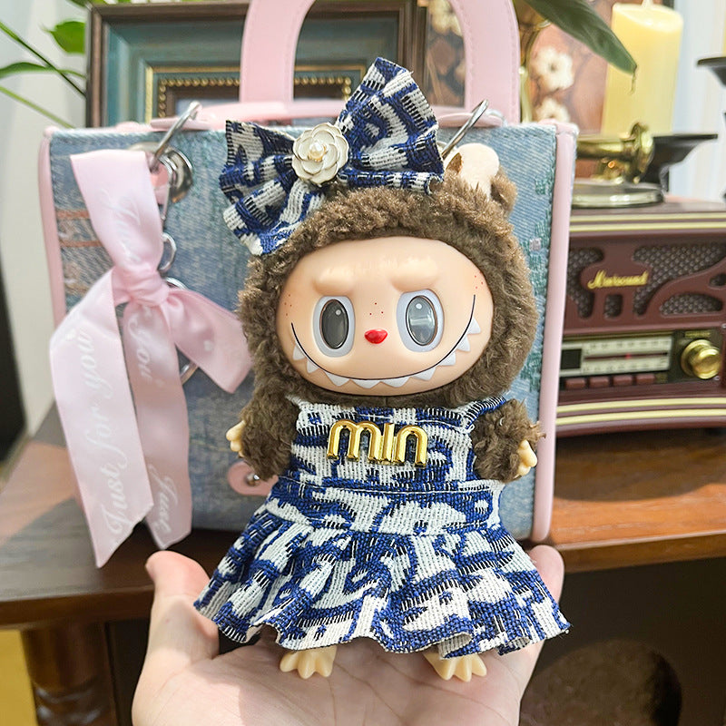 Only clothes are suitable for 17cm Labubu baby clothes, first and second generations labubu blind box pendant, clothes change set.