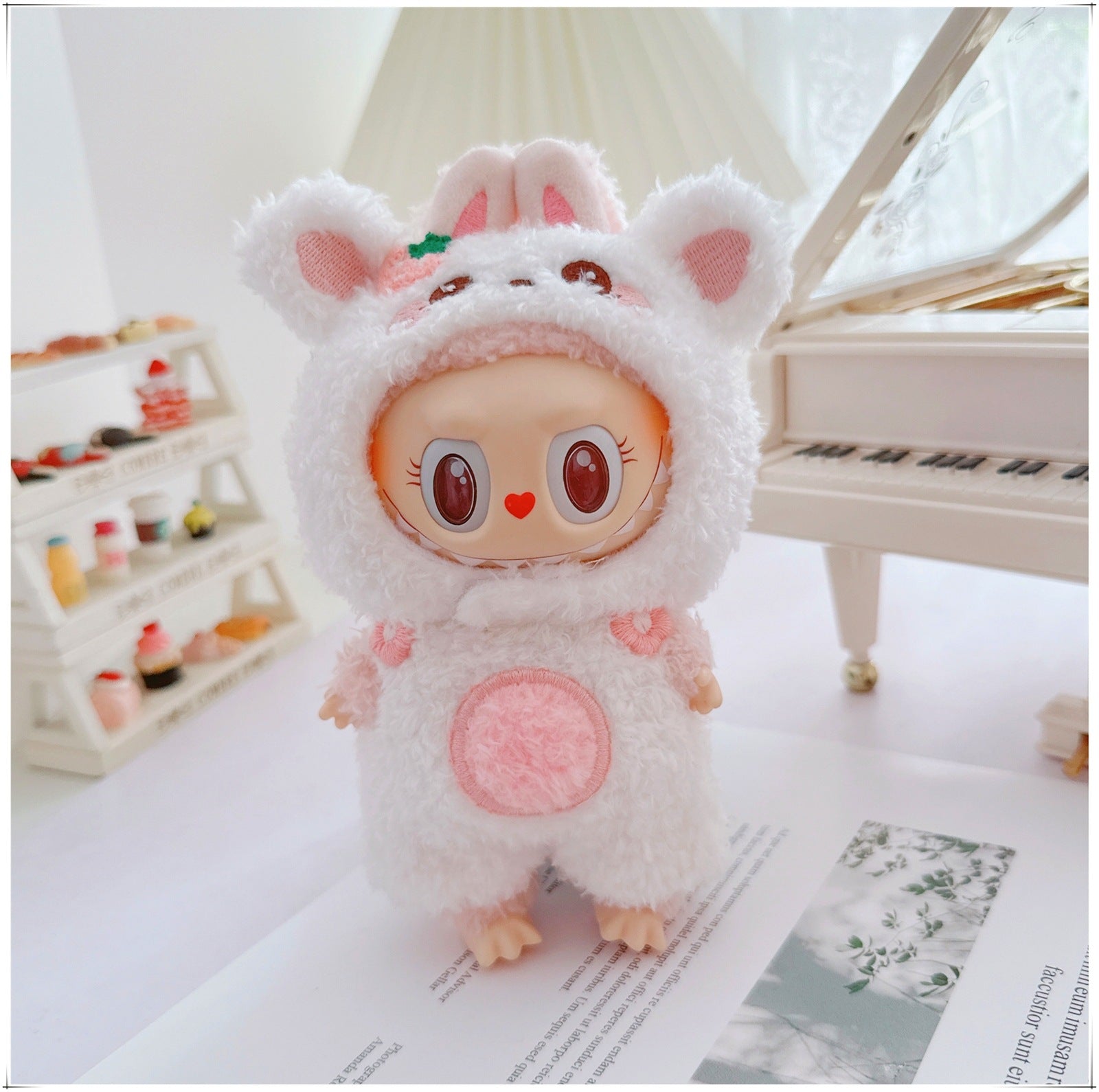 One, two and three generations labubu17cm Labubu clothes 10cm cotton doll cartoon cute plush onesie