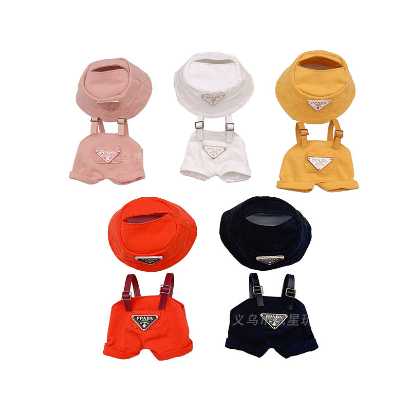 Labubu clothes bucket hat doll overalls hat two-piece set doll doll clothes accessories change