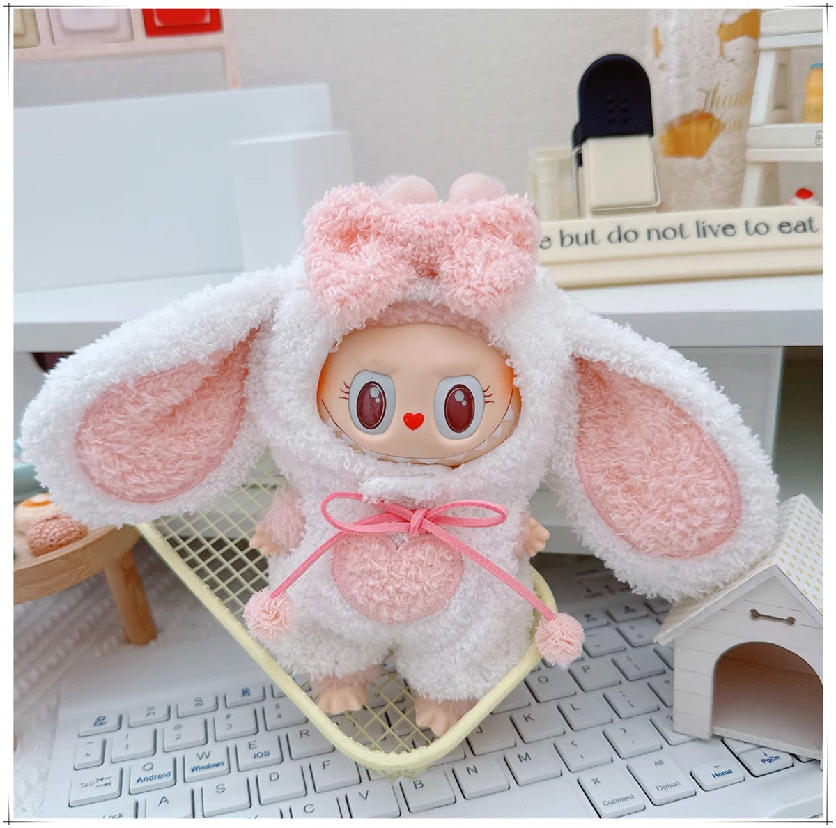 One, two and three generations labubu17cm Labubu clothes 10cm cotton doll cartoon cute plush onesie