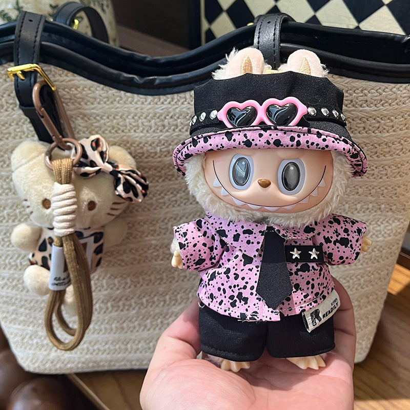 Only clothes are suitable for 17cm Labubu baby clothes, first and second generations labubu blind box pendant, clothes change set.