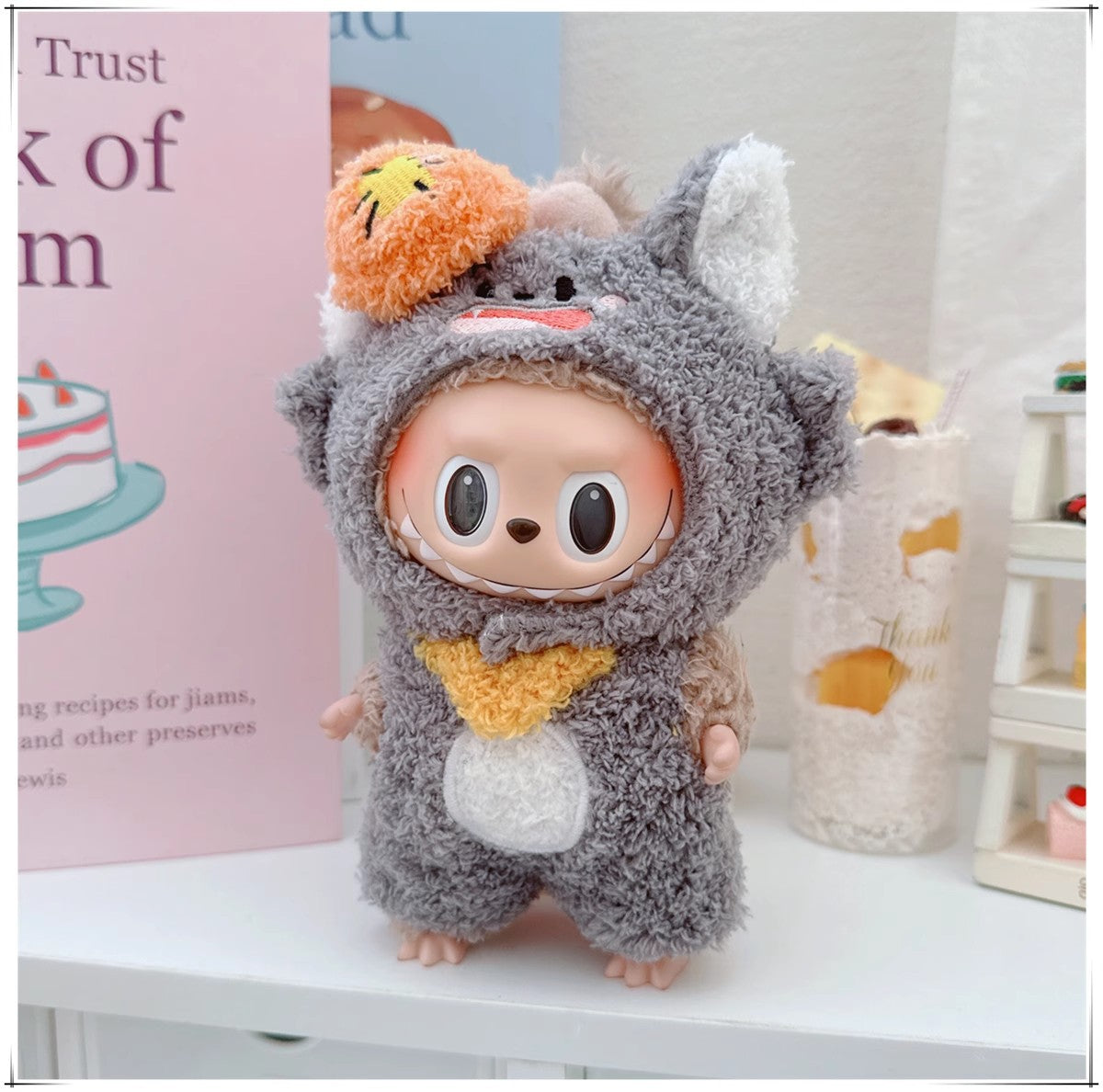 One, two and three generations labubu17cm Labubu clothes 10cm cotton doll cartoon cute plush onesie