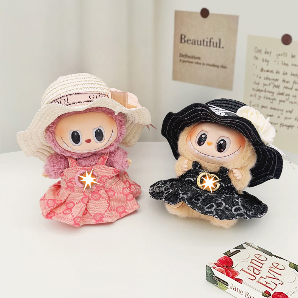 Spot first and second generation labubu Labubu baby clothes, Xiaoxiangfeng princess skirt, overalls, hats, dolls, big-name sets