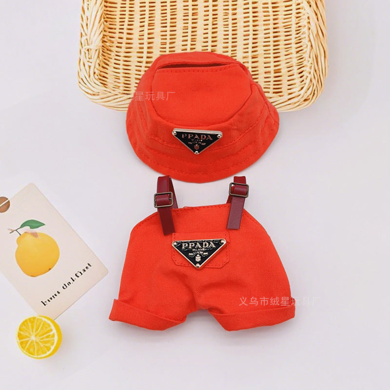 Labubu clothes bucket hat doll overalls hat two-piece set doll doll clothes accessories change