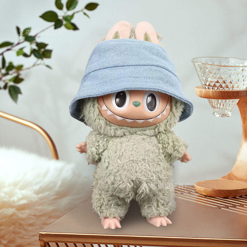 Labubu clothes bucket hat doll overalls hat two-piece set doll doll clothes accessories change