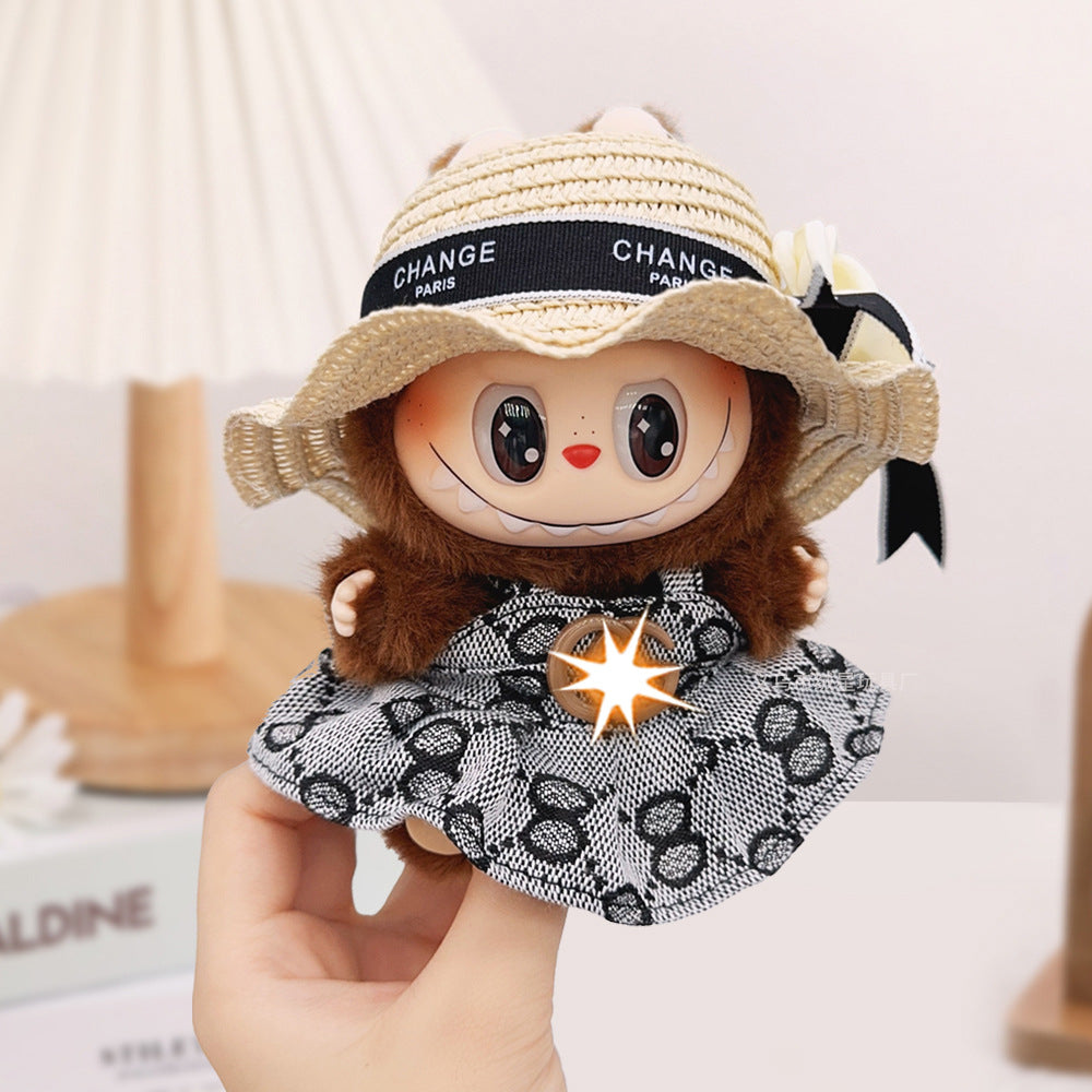 Spot first and second generation labubu Labubu baby clothes, Xiaoxiangfeng princess skirt, overalls, hats, dolls, big-name sets