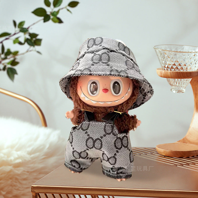 Labubu clothes bucket hat doll overalls hat two-piece set doll doll clothes accessories change