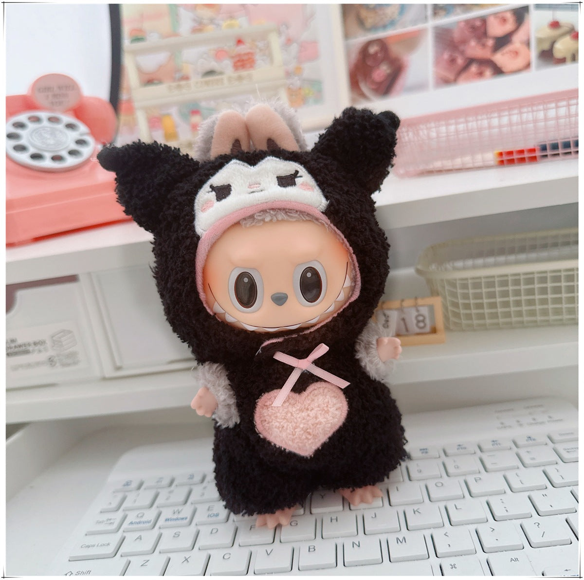 One, two and three generations labubu17cm Labubu clothes 10cm cotton doll cartoon cute plush onesie