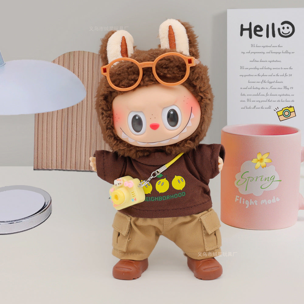 Spot Labubu clothes T-shirt casual pants trendy set cute vinyl labubu doll doll replacement