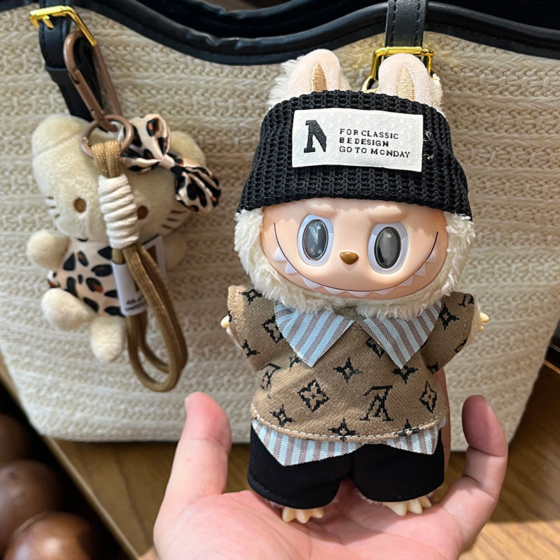 Only clothes are suitable for 17cm Labubu baby clothes, first and second generations labubu blind box pendant, clothes change set.