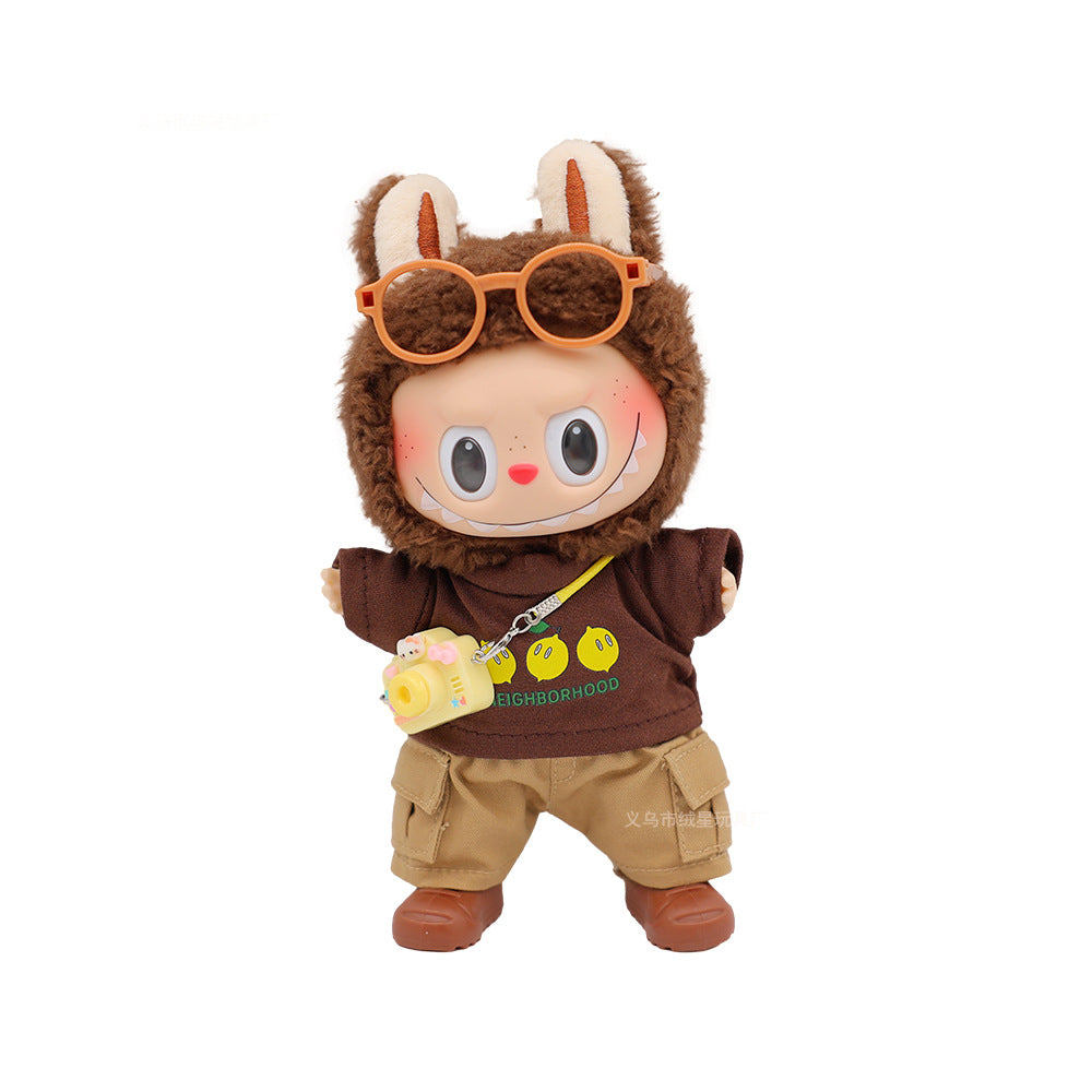 Spot Labubu clothes T-shirt casual pants trendy set cute vinyl labubu doll doll replacement