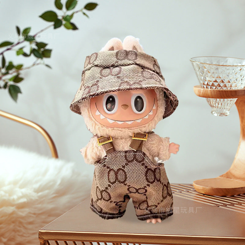 Labubu clothes bucket hat doll overalls hat two-piece set doll doll clothes accessories change