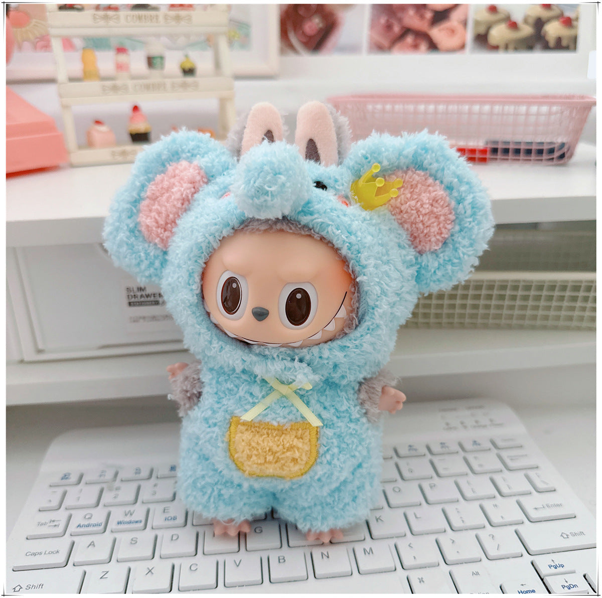 One, two and three generations labubu17cm Labubu clothes 10cm cotton doll cartoon cute plush onesie